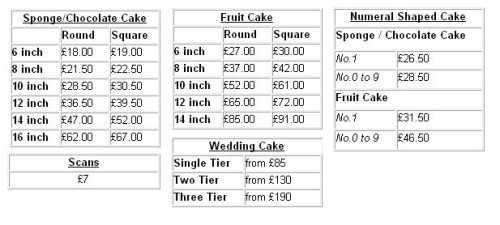 Cakesicles Price List