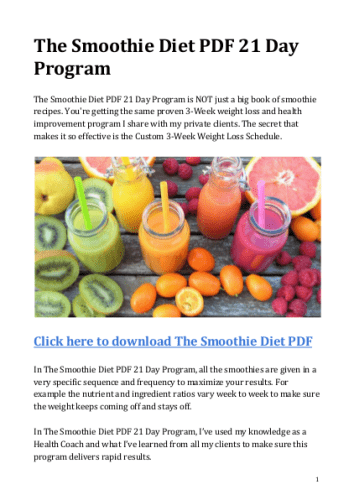 21-Day Smoothie Diet Plan PDF Free Download – Get Your Copy Now!