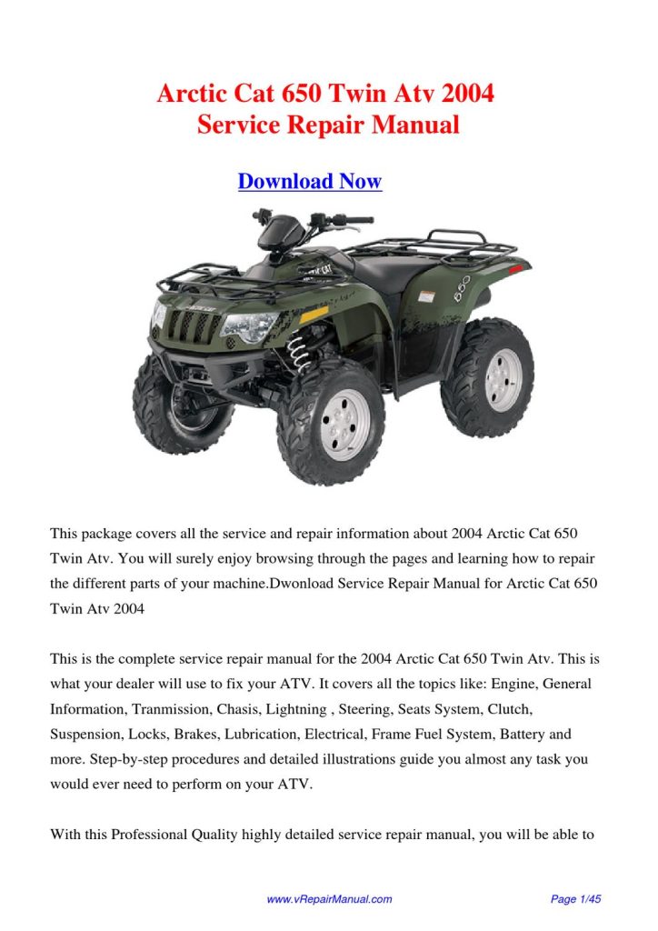 Arctic Cat ATV Repair Manual Free Download